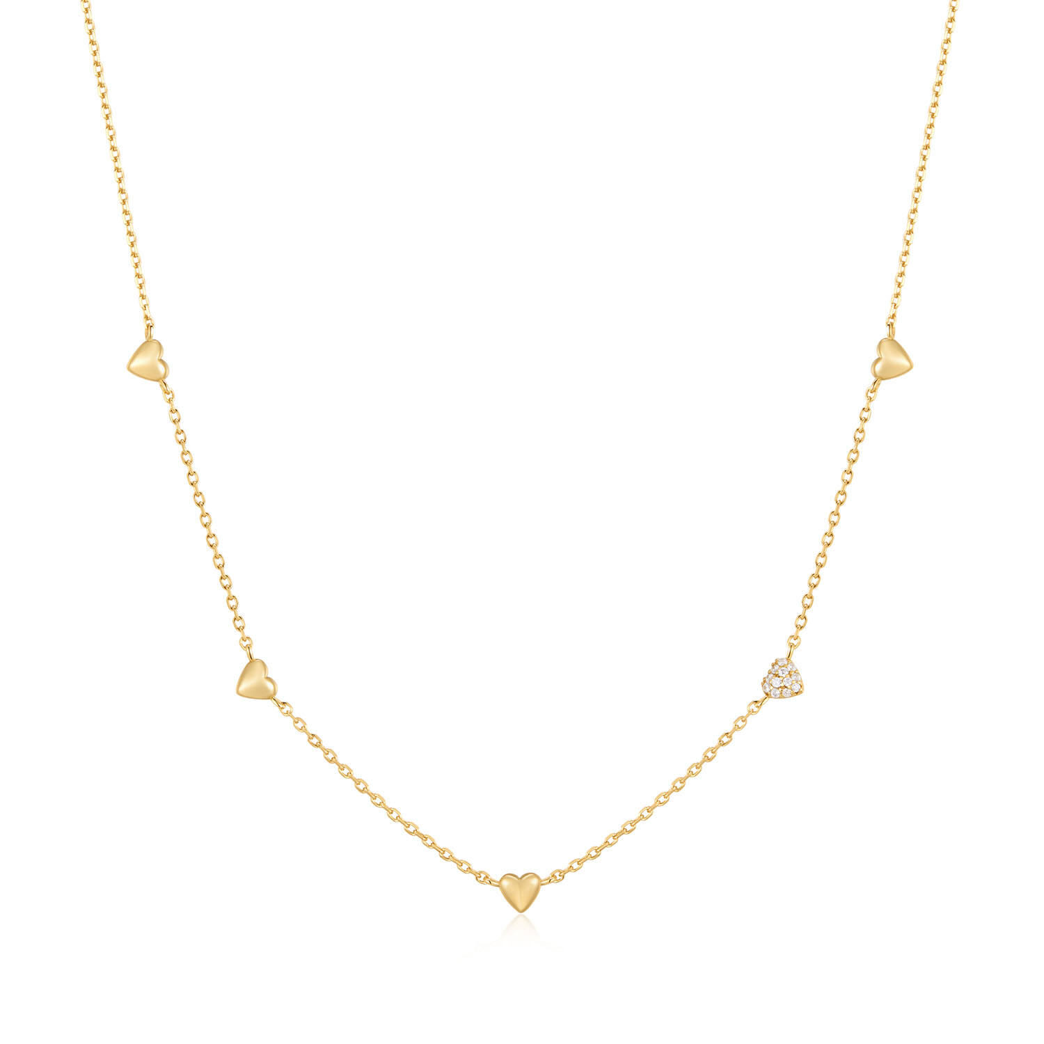  Starlit Drops - Link necklaces - Silver / 14kt GP - Zirconia - 45cm
